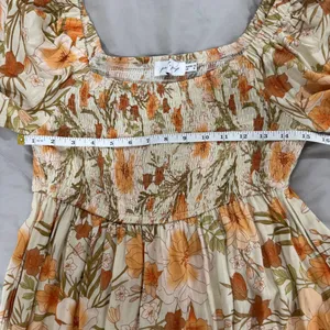 Petal & Pup Square Neck Shirred Floral Midi Dress Size 8 thumbnail 4