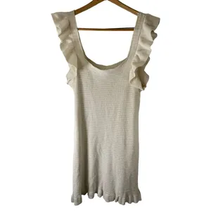 by Anthropologie Large Ivory Ruffled Pointelle Mini Dress thumbnail 5