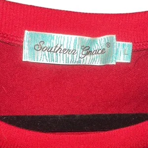 Southern Grace Merry Festive Red Sequin Sweatshirt Lg thumbnail 3