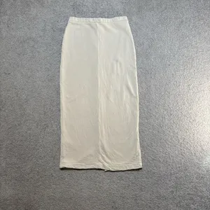 Zara Neutral Cream Cotton Jersey Zip-Front Straight Midi Skirt thumbnail 5