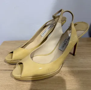 Jimmy Choo Peeptoe Slingback Nude Heels Size 40‎ SEE PHOTOS J thumbnail 1