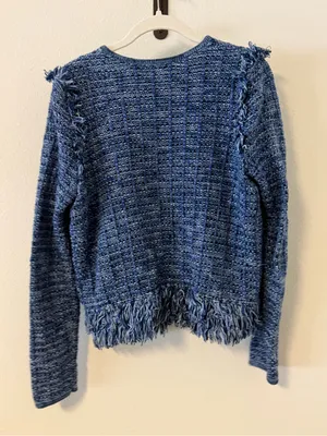 Lilly Pulitzer Simora Fringe Tweed Cardigan - Blue thumbnail 10