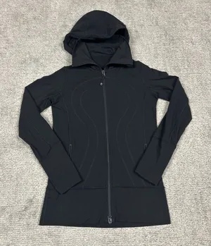 Lululemon Black Jacket Womens 6 Full Zip Hooded High Neck Running Top Pockets thumbnail 1
