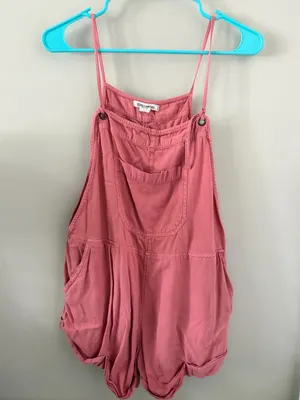 🪸Billabong Wild Pursuit Pink Romper Shorts Overalls Jumper Bibs🪸 ~medium thumbnail 3