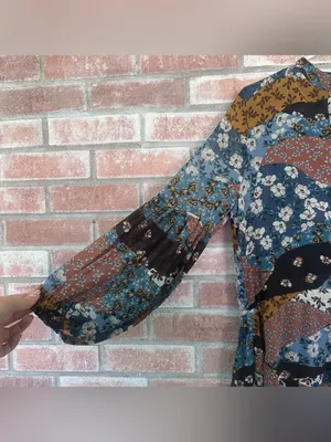 Olivaceous Dress Patchwork NEW Women’s Medium Prairie Belted Cottagecore thumbnail 5