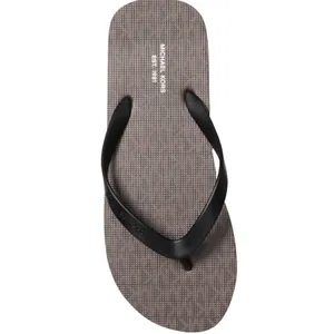 NWT Michael Kors MK Logo Flip Flop Sandals Black Grey Monogram Thong Slides‎ thumbnail 5