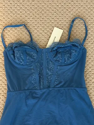 Urban Outfitters Size Extra Small XS Women's Blue Lace-Trim Slip Dress NWT NEW thumbnail 2