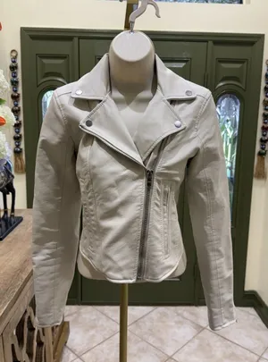Abercrombie & Fitch Women's Vegan Leather Moto Jacket - XS Cream thumbnail 1