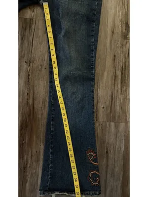 Vtg Wet Seal Low Rise Dark Wash Flare Jeans Embroidered Sz 7 thumbnail 6