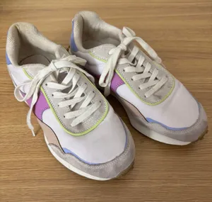 Zara Color Block Athletic Sneakers Purple Blue Beige Size 39 (8) Workout Relax thumbnail 1