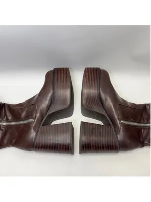 Vintage Sole Delia’s Knee-High Chunky Platform Brown Leather Boots Size 9 thumbnail 7