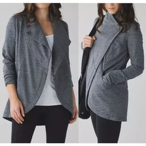 Lululemon‎ Jacket Women 6 Gray Thats A Wrap Heathered Snow Slub Cardigan Jacket thumbnail 2