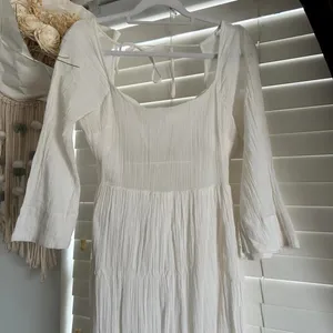 Free People White cotton Crinkle Maxi Dress Open Back Romantic Boho Fairycore XS thumbnail 4