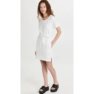 NWT Rebecca Minkoff Iman Dress White Mini French Terry Belted Cotton Size XL thumbnail 3