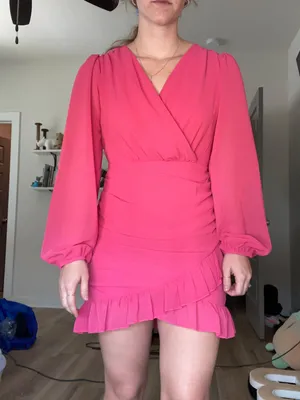 Pink Ruffle Mini Dress Size M thumbnail 1