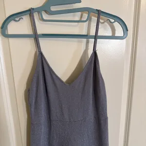 Revolve Superdown Tasha Spaghetti Strap Wide Leg Jumpsuit Slate Blue Sparkle Med thumbnail 2