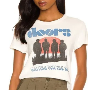 Daydreamer Womens T Shirt The Doors Waiting For The Sun Shrunken Tee Ivory 2X thumbnail 1