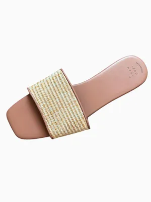 A New Day NWT Maren Natural Woven Raffia Slide Sandals Size 11 Memory Foam thumbnail 3