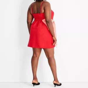 Future Collective Bow Dress PLUS XXL 2X Strapless Sweetheart Red Pink Orange thumbnail 2