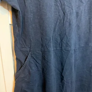 J. Jill Navy Blue Cotton T-Shirt Pocket Dress thumbnail 6
