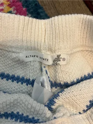 Altard state White & Blue Striped Knit Drawstring Women's Shorts thumbnail 7
