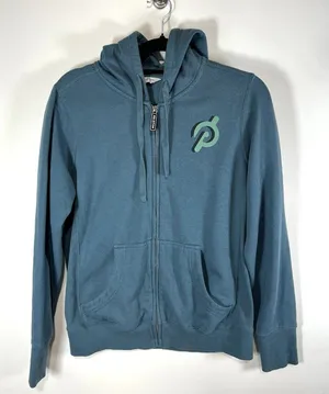 PELOTON Turquoise Full Zip Hoodie Sweatshirt Size‎ Large Flower Athletic Workout thumbnail 1