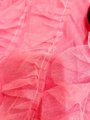 Michella vintage 1990s Barbiecore off the shoulder tulle pink/black bow dress M thumbnail 17