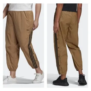 Adidas Originals Track Pants Womens 3X Athletic‎ Nylon Snap Leg Joggers Tan NEW thumbnail 2