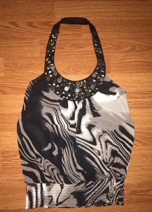 Beaded animal print halter Size M thumbnail 1