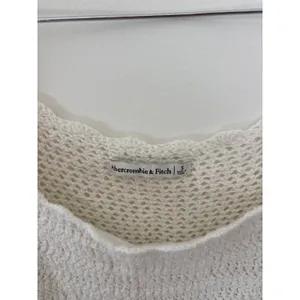 Abercrombie & Fitch Cream Crochet Knit Crop Top Scoop Neck Short Sleeve Small thumbnail 2