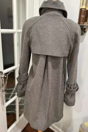 Vintage Via Spiga Gray Double Breasted Wool Pea Coat thumbnail 8