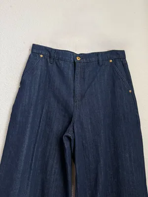 TORY BURCH Tilly Jean Fringe Pocket Dark Indigo High Rise Wide Leg Jeans Size 30 thumbnail 5