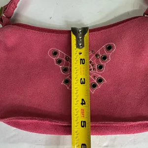 Faded Glory Pink leather side studded small Shoulder Bag with Butterfly Y2K thumbnail 8