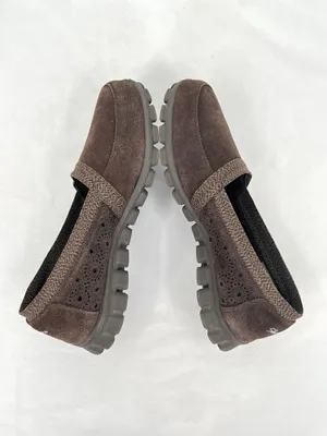 Skechers EZ Flex Chocolate Brown Suede Perforated Slip On Loafers 8.5 thumbnail 4