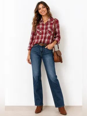 Love Stitch Play The Field Burgundy Plaid Button UP Shirt Size M thumbnail 3