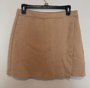 Abercrombie & Fitch Herringbone Wrap Mini Skirt Tan Beige Large thumbnail 1