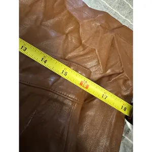 Guanyy Brown Faux Leather Mini Skirt XXL (Fits 32-33) Y2K Panel Moto 17” Length thumbnail 6