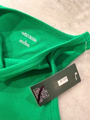 NWT Wild Fable Size S Green Ribbed High Neck Cropped Racerback Stretch Tank Top thumbnail 8