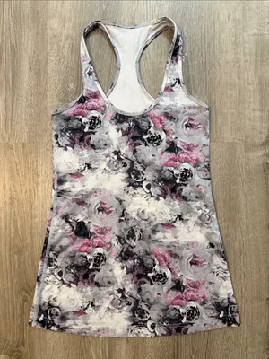 Lululemon 6 Cool Racerback Workout‎ Yoga Lounge Women’s Floral Athletic Tank Top thumbnail 1