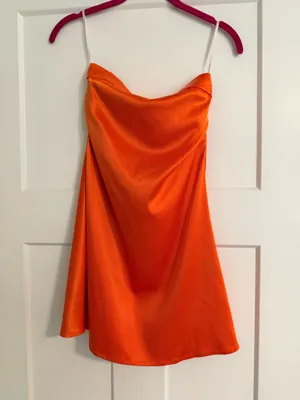 Princess Polly Phillipa orange satin strapless mini Dress thumbnail 3