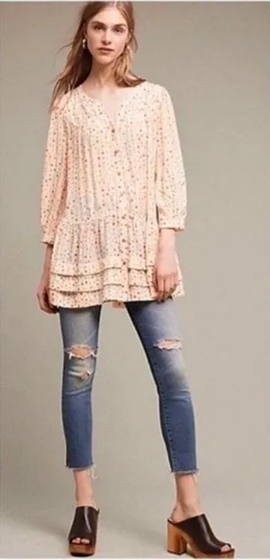 Maeve by Anthropologie Geometric Shape Colorful Rayon Blouse Size Medium Boho thumbnail 1