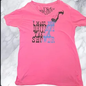 Y2K Dirty Hollywood Pink Graphic Tee Sunset Strip‎ Edgy Slogan Shirt Medium thumbnail 3