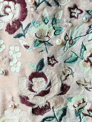 Romantic Velvet Embroidered Mini Dress 🌸 Fairycore Coquette Lace Beaded Detail thumbnail 4