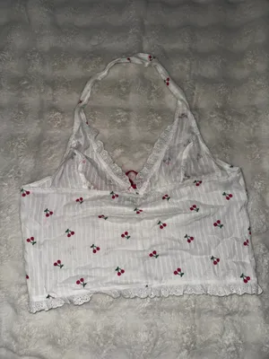 cherry halter top White thumbnail 2