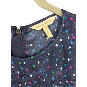 Rebecca Taylor Speckled Dot Silk Mini Dress Navy Blue Tiered Ruffle 2 thumbnail 5