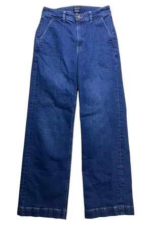 J.Crew High-Rise Trouser Jean Women 25 Blue‎ Wide Leg Dark Wash Stretch thumbnail 1