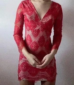 Vintage Red Lace Dress Size S petite thumbnail 1