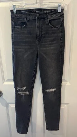 American Eagle NWOT Next Level Stretch Highest Rise Black Jegging Size 4 thumbnail 1