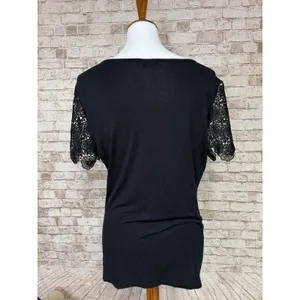 Black Lace Top Whimsigoth Witchy Dark Romantic Fairy Flare Feminine Boho‎ Size M thumbnail 5