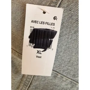 NWT‎ Avec Les Filles Cropped Denim Vest Top Light Wash Blue Button Front XL thumbnail 6